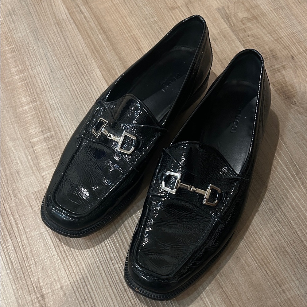 Gucci Shiny Black Patent Leather Loafers